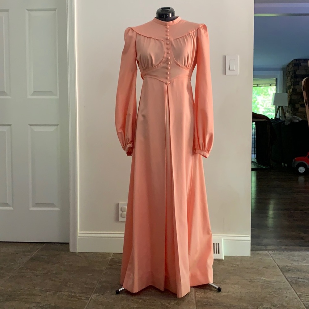Regency vibes Peach Vintage 70s dress XS